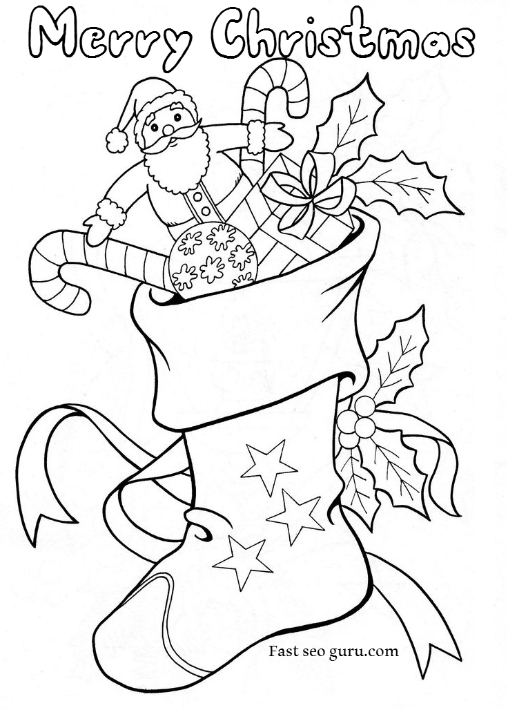 christmas stockings with candy and toys coloring pages